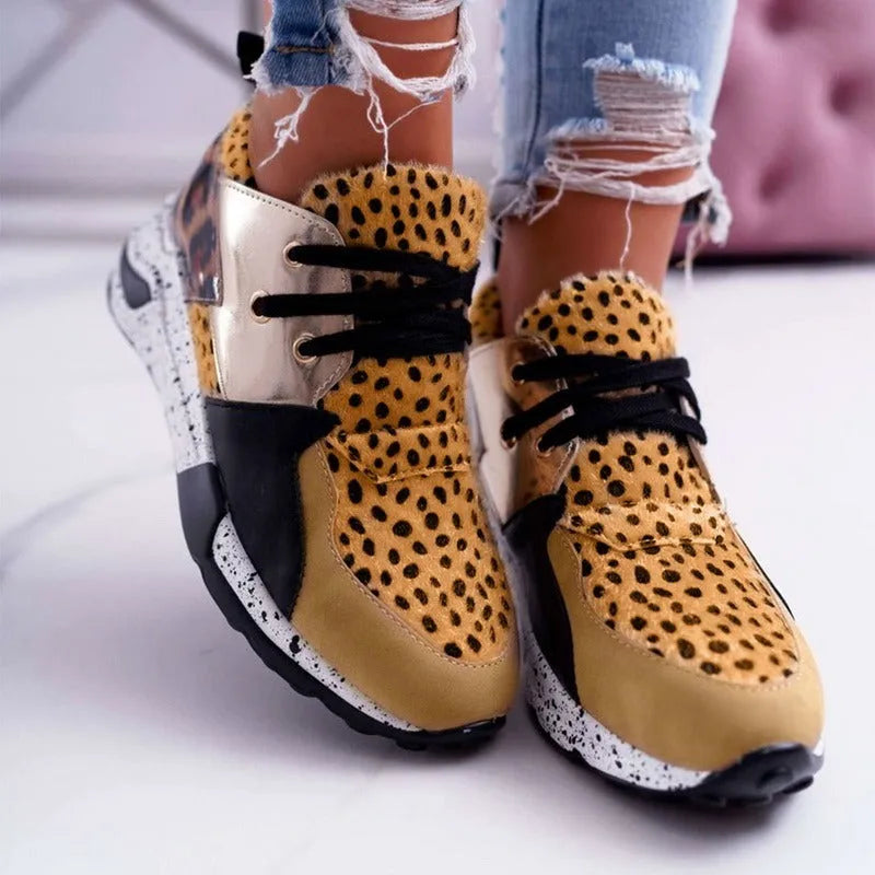 Women's casual flat sneakers with suede upper and wedge heel in multiple colour options