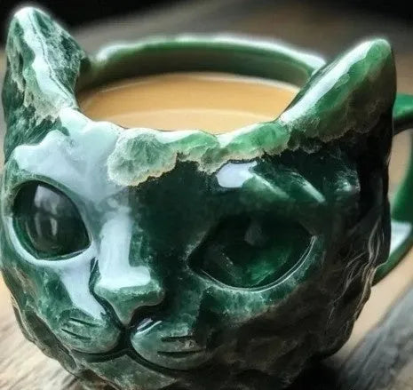 Geode crystal cat cup resin craft mug in four colour options