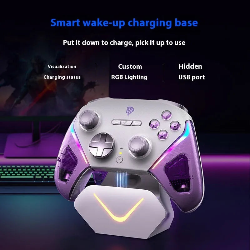 Rocker Smart Startstop Charging Base for gaming controllers with type-c port and double-cut trigger design