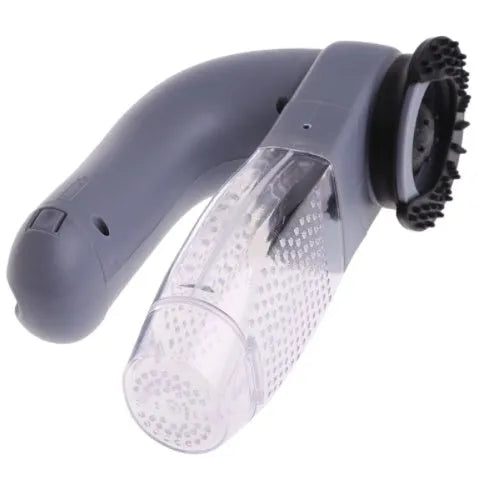 Grey portable electric pet hair vacuum cleaner with soft rubber head for grooming dogs and cats