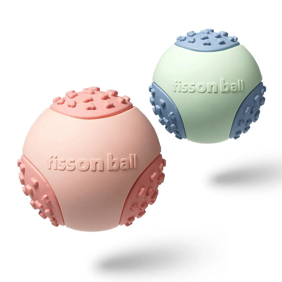 Green and pink 64mm rolling ball dog toys for interactive pet play