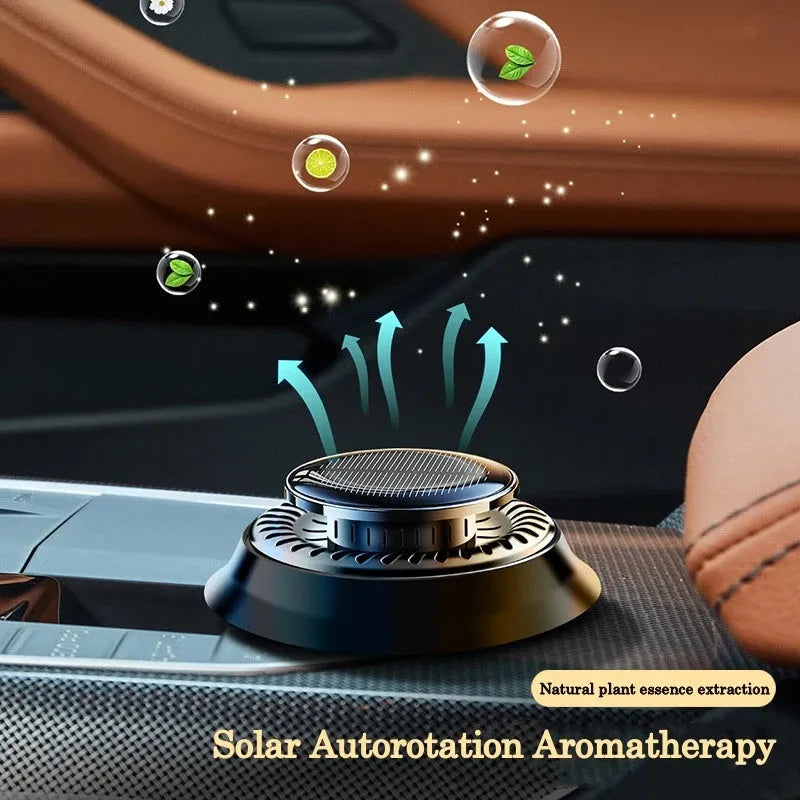 Solar kinetic car air freshener with double ring rotating mechanism in black ocean colour option