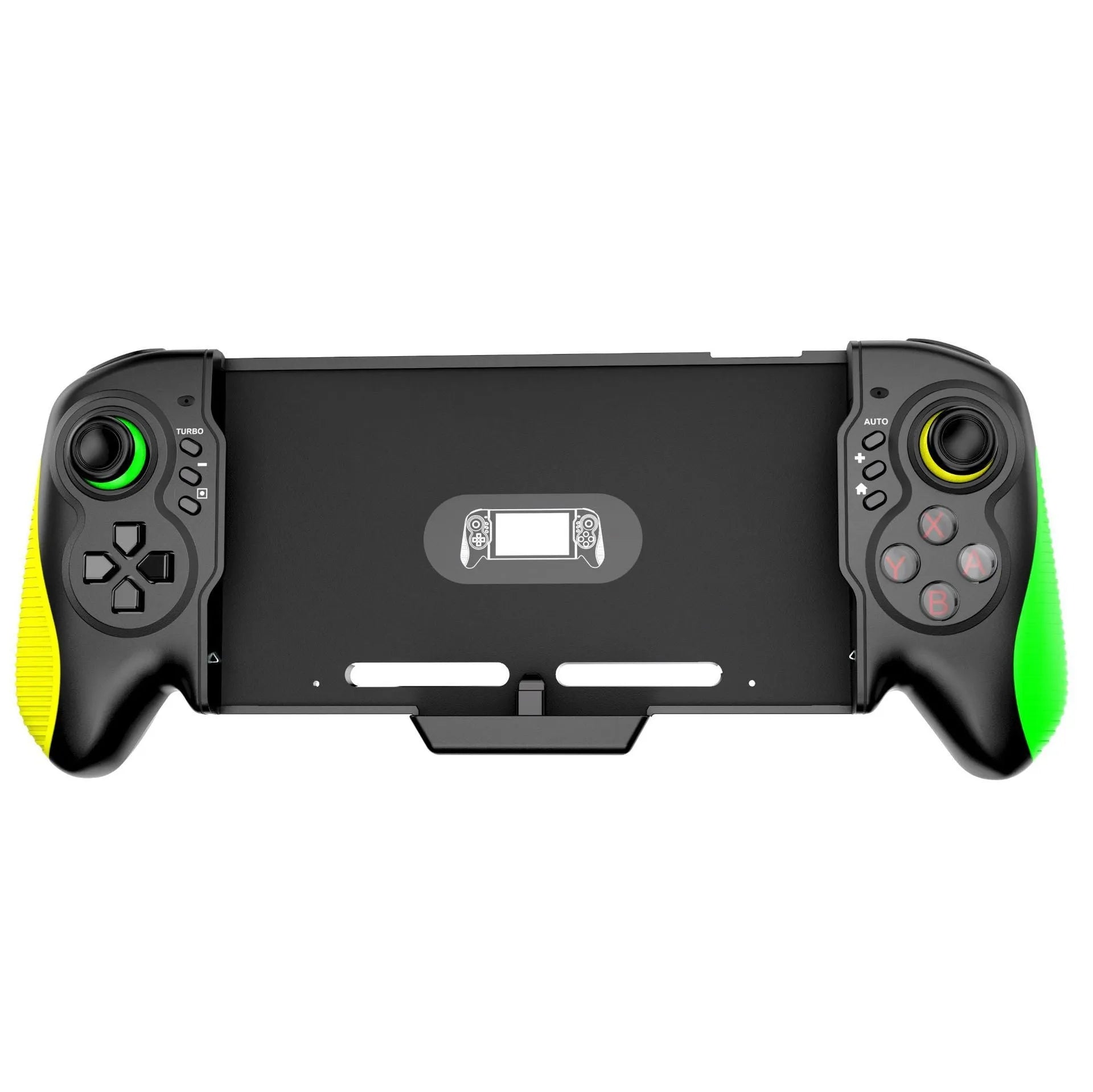 Yellow-green ABS plastic game controller with in-line grip design for Switch and PC