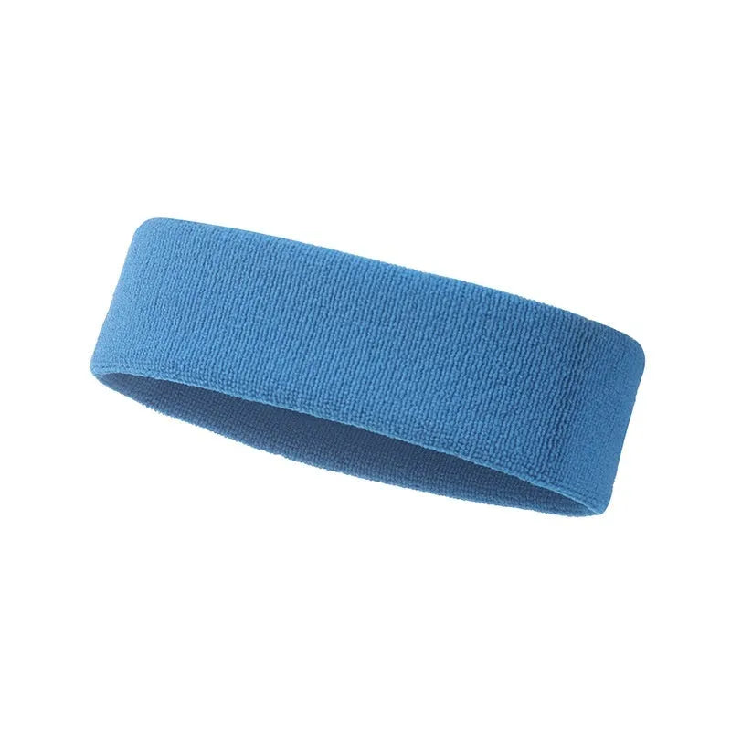 Solid colour elastic sports anti-sweat headband made from polyester spandex.