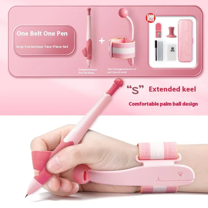 Blue anti-hook pen control corrector wrist brace with ABS nylon construction
