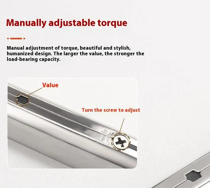 Cold rolled steel flap-up door support rod with spring jackstay in stainless steel finish.