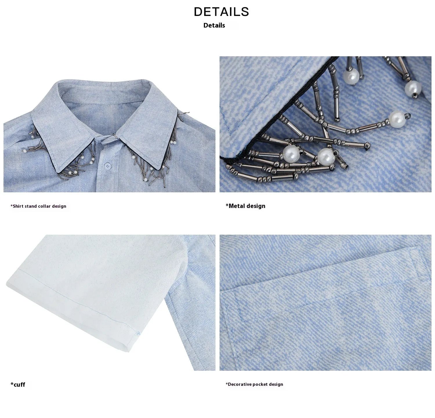 Men's blue and white gradient loose fit short sleeve shirt with quilted pattern