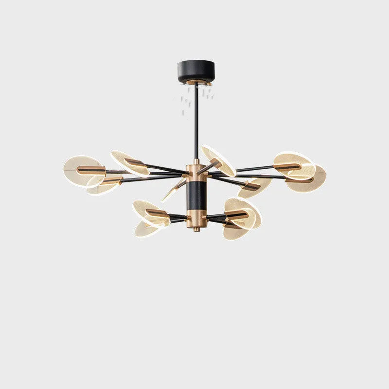 Nordic style iron frame LED chandelier with acrylic shades in a multi-head pendant lamp design.