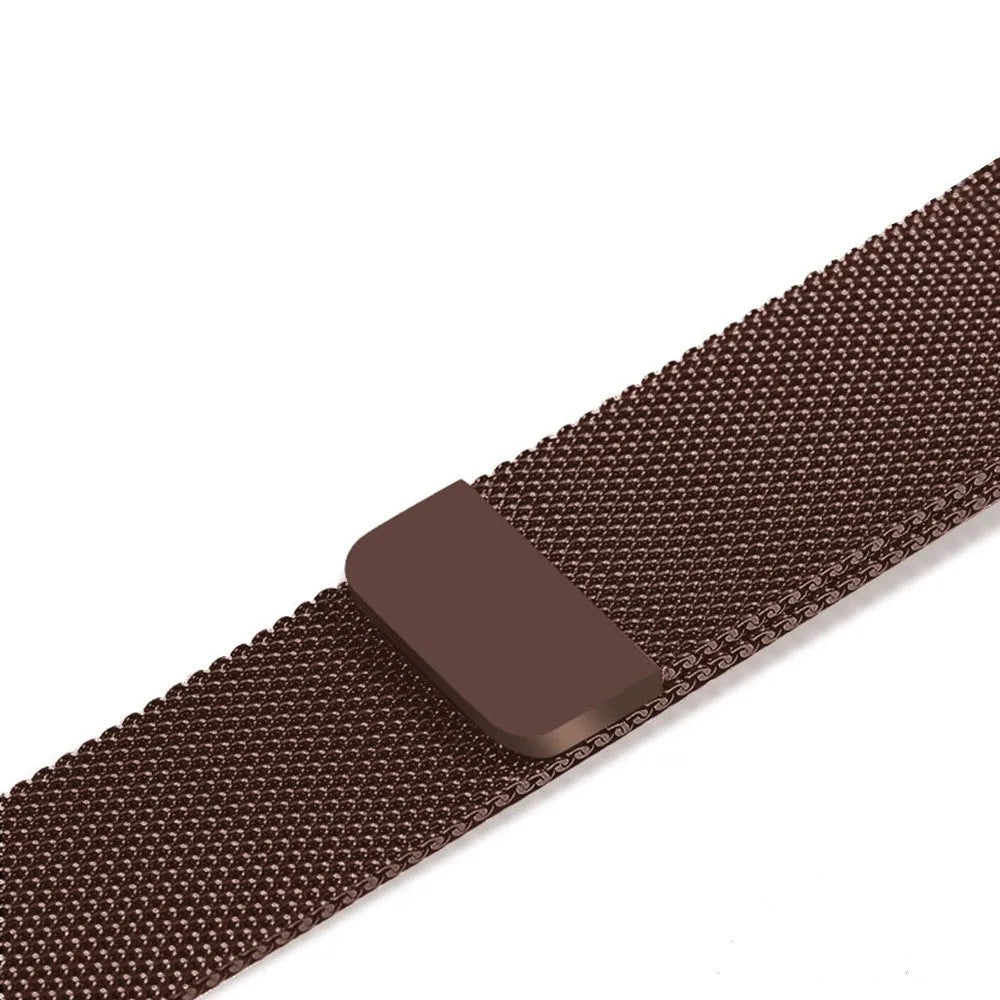 Stainless steel watch replacement strap in silver, shown next to black, gold, and rose gold options.