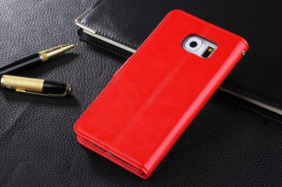 Genuine leather phone case for Samsung, protective shell, Black colour, no rope design