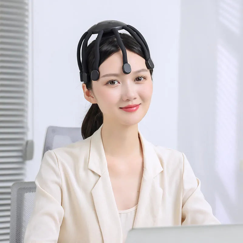 YK Series USB head massager with black vibrating claws showing YK-550 and YK-580 model options