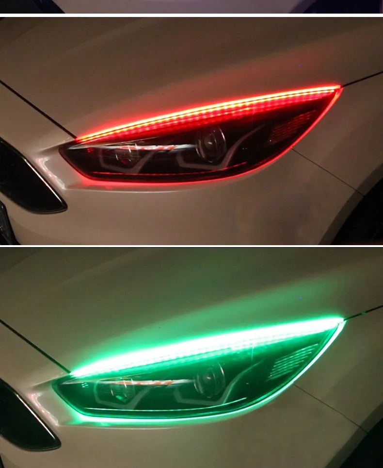 Remote control and RGB LED daytime running light strips in 30cm, 45cm, 60cm sizes for General Motors cars.