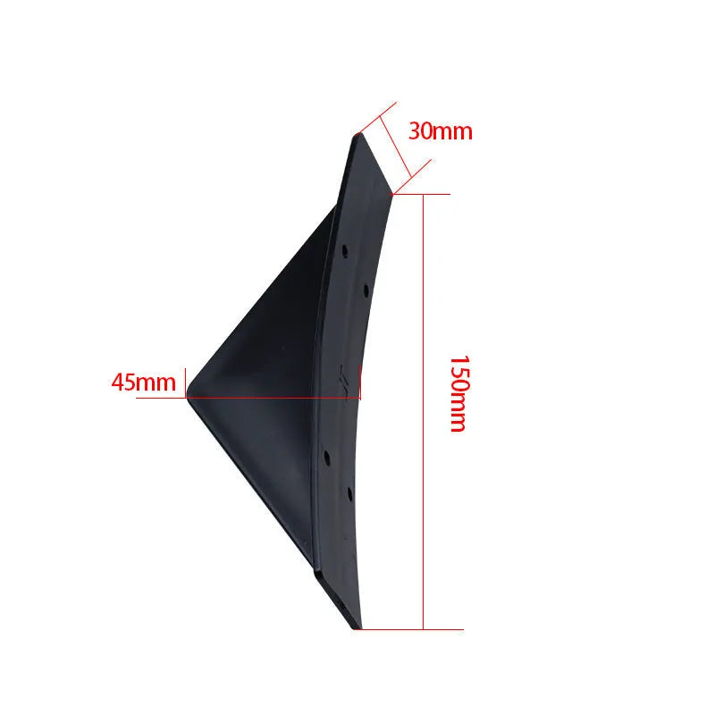 Black triangular ABS rear spoiler lip for automotive chassis, 15cm length