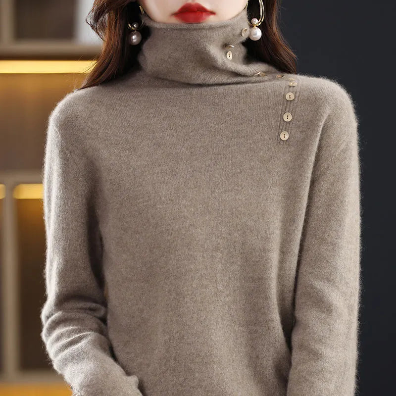 Slim fit short length knitted bottoming shirt in core-spun yarn, shown in a selected colour.