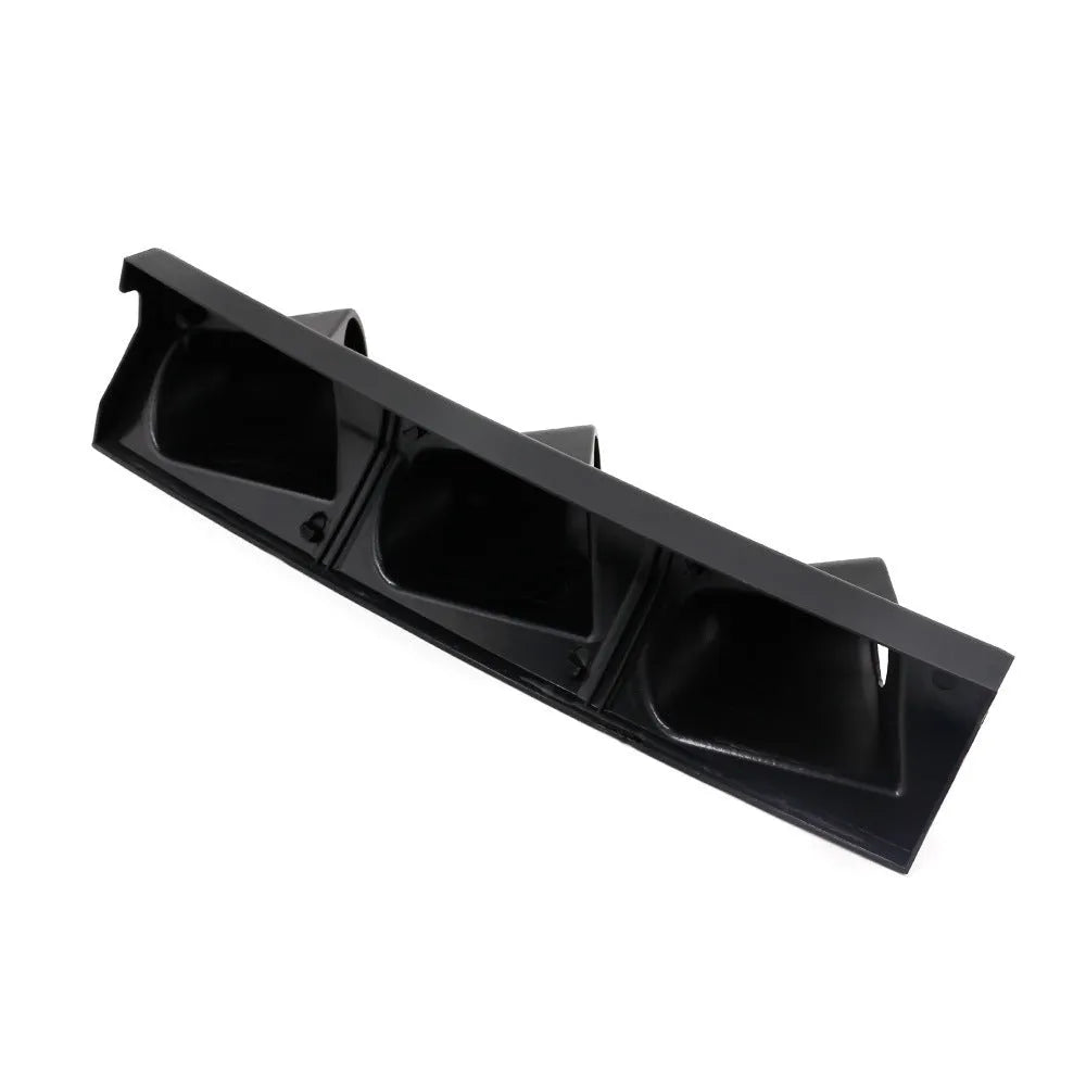 Black ABS instrument mounting bracket for 52mm gauges with three-hole right-drive pattern