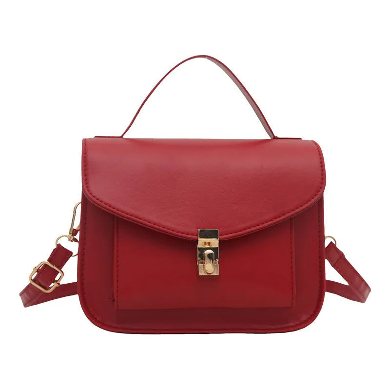 Retro messenger bag in horizontal square shape with sandwich pocket design in choice of four colours
