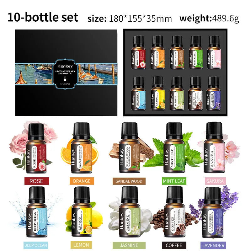 Boxed water-soluble aromatherapy essential oil sets in multiple pack sizes