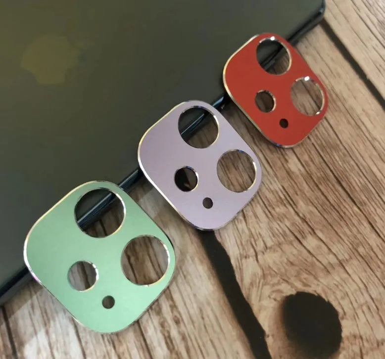 Metal lens protection ring for iPhone 11 and iPhone 11 Pro in assorted colours.