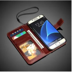 Genuine leather phone case for Samsung, protective shell, Black colour, no rope design