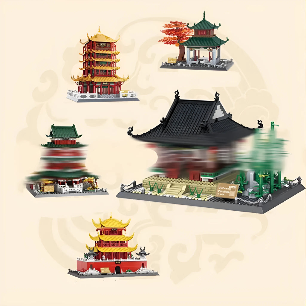 Wange plastic building block set with over 800 pieces to build world landmark models like the Eiffel Tower.
