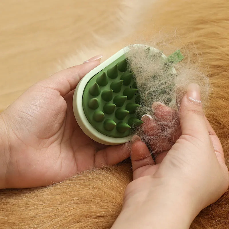 Pet grooming brush with soft silicone bristles and ABS handle for dog bath hair removal and massage