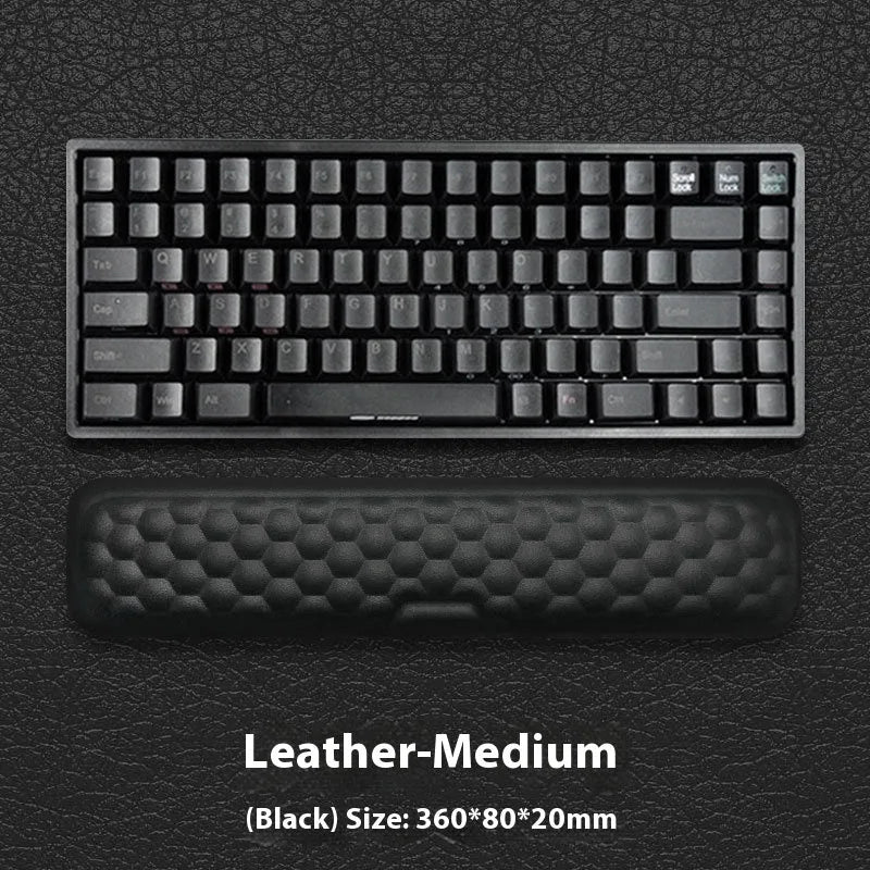 Memory cotton wrist pad for computer use in black or grey with cloth or leather options