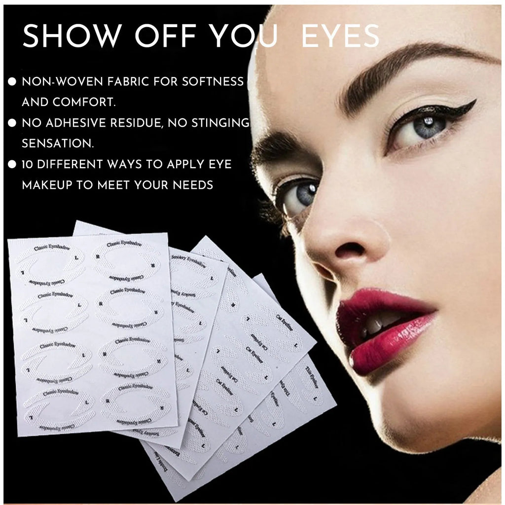 Set of four reusable adhesive eyeliner and eyeshadow makeup template stickers