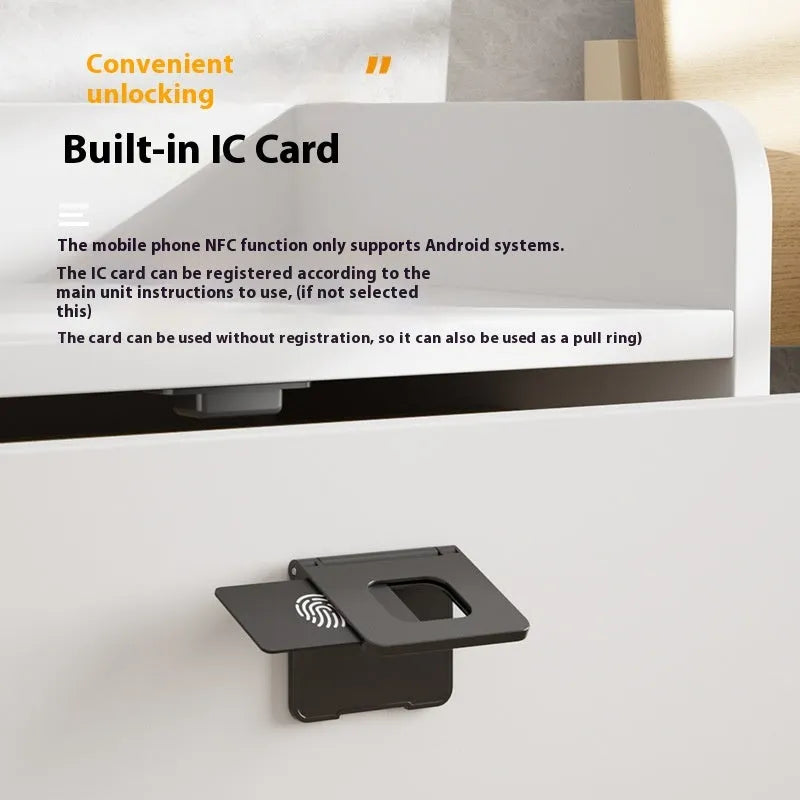 F079 punch-free invisible drawer lock with keys on white background