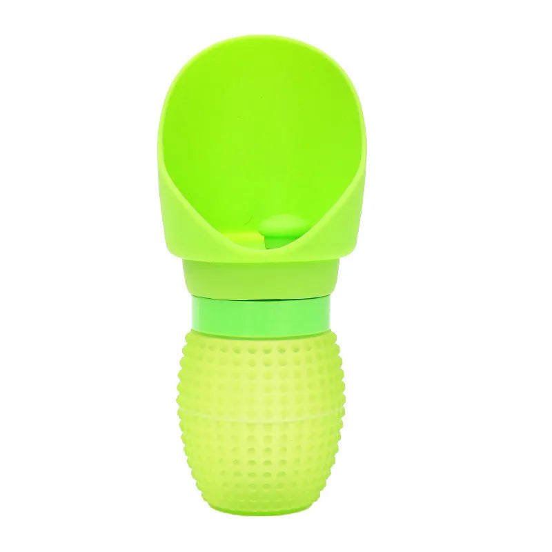 A folded and unfolded silicone water cup for pets, shown in green pineapple colour.