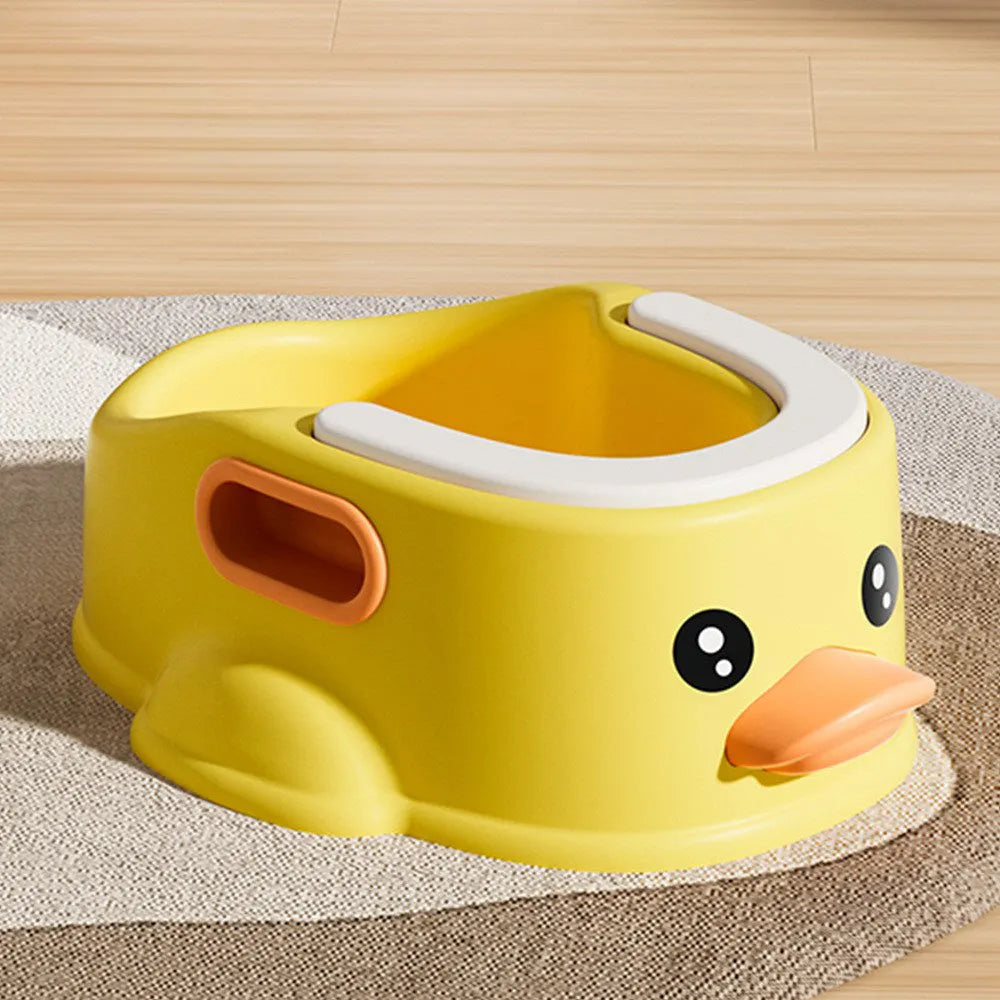 Blue PVC duck-shaped pet bathtub for dogs and cats on a white background.