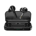 Black and white true wireless Bluetooth 5.0 earbuds with IPX5 waterproof rating.