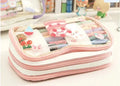 Japanese transparent heart-shaped pen case with rabbit designs in TPU material