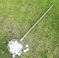 Stainless steel golf ball picker tool with a metallic finish.