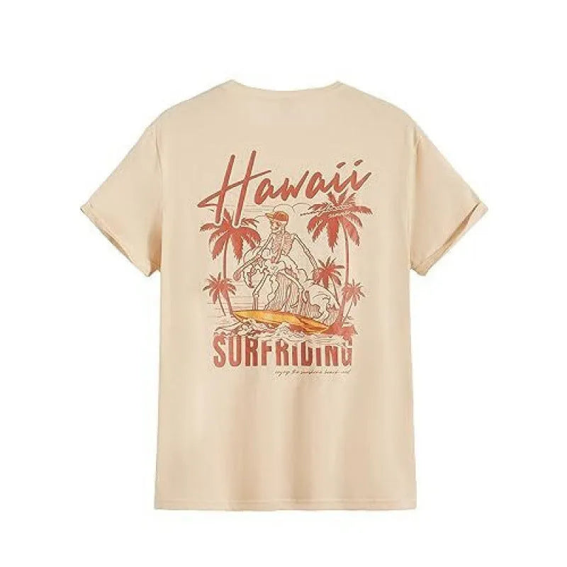 Men's grey printed short-sleeved casual t-shirt on a hanger