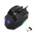 Black Redragon M801P wireless gaming mouse with multiple side buttons on ergonomic right-handed design