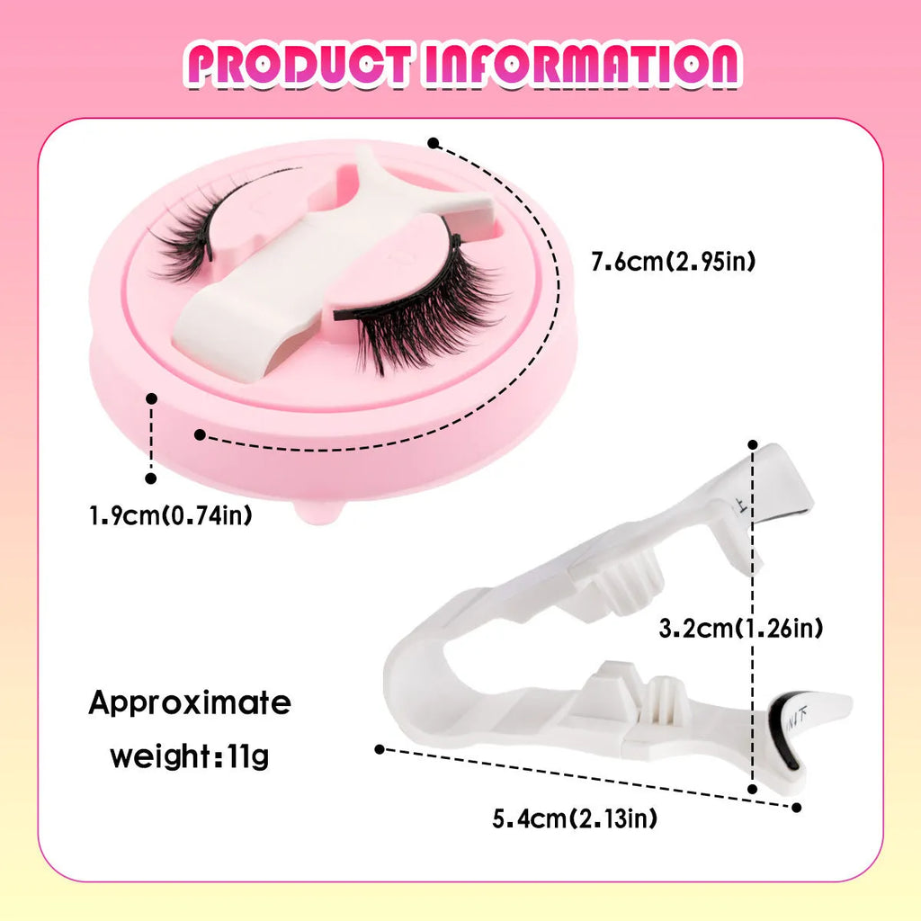 Reusable waterproof false eyelashes in a set, showing thick artificial fibre lashes.