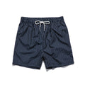 Polyester fibre striped beach shorts in navy blue, grey, khaki, or light blue colours