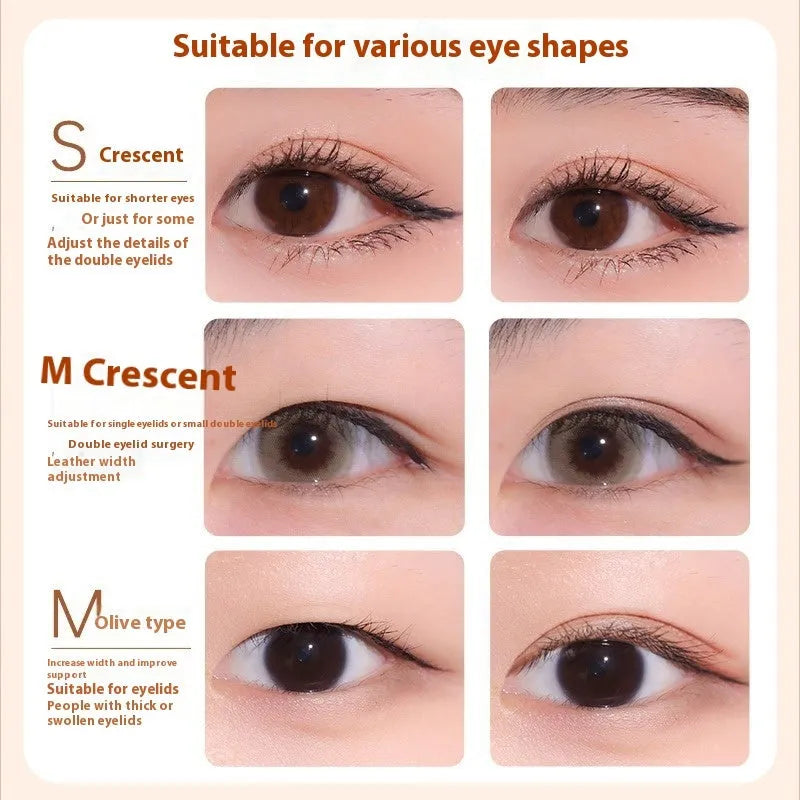 Roll of transparent lace-patterned double eyelid stickers for creating a natural eyelid crease.