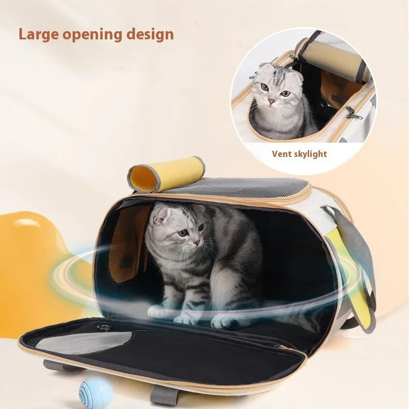 Foldable single shoulder pet carrier bag in canvas material, shown in black colour