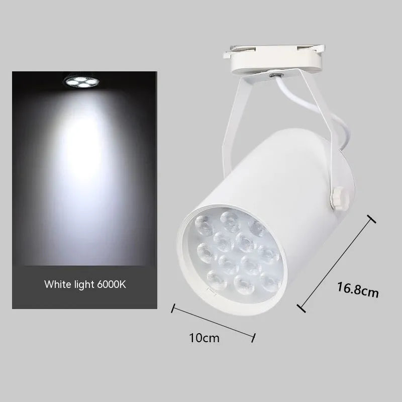 LED track spotlight with aluminium shell on lighting track for shop display illumination