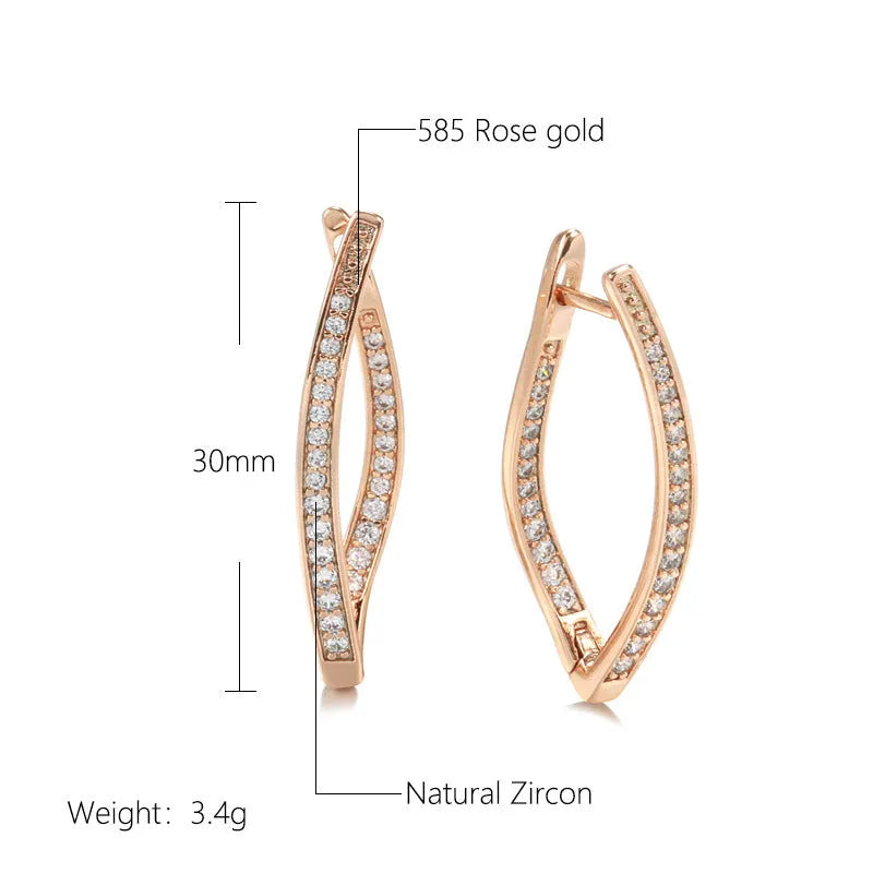 H0493 geometric copper drop earrings with zircon accents for women, contemporary ins style jewellery