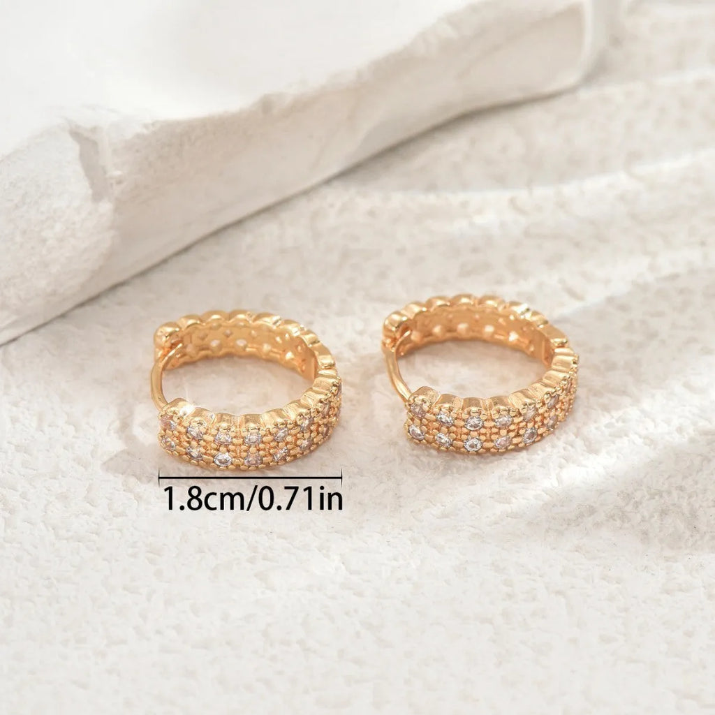 Copper geometric pattern ear studs with round dot ring elements in DE20288 colour