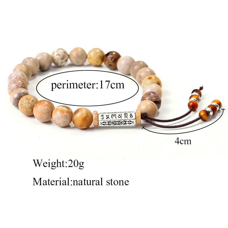 Handmade stone bead bracelet in wood colour with retro European American style design