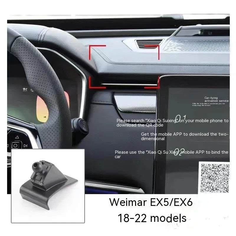 GOODWAY car dashboard mobile phone holder with 360-degree rotation in three model-specific styles.