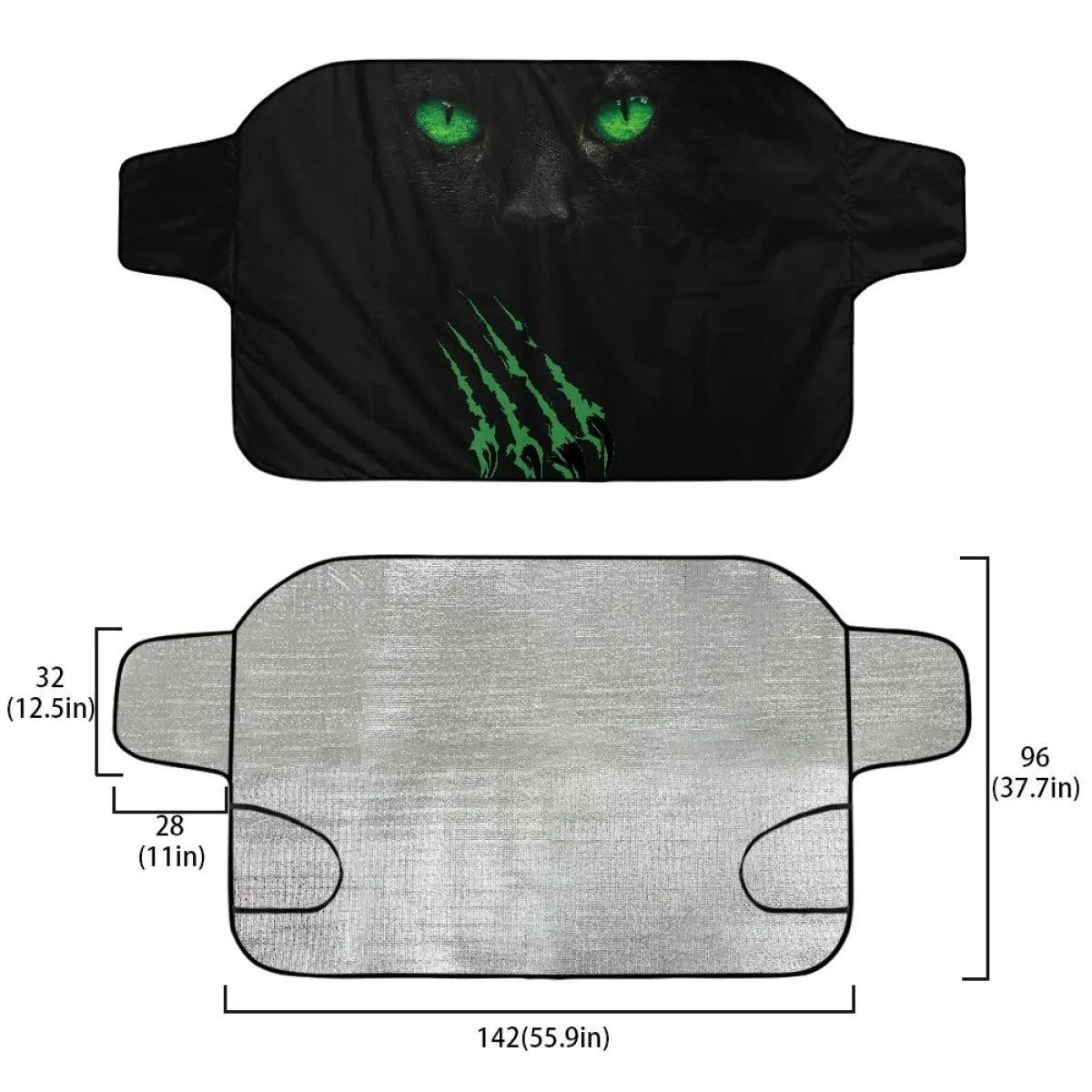 Car front snow protection cover with aluminium foil construction measuring 130 by 70 centimetres