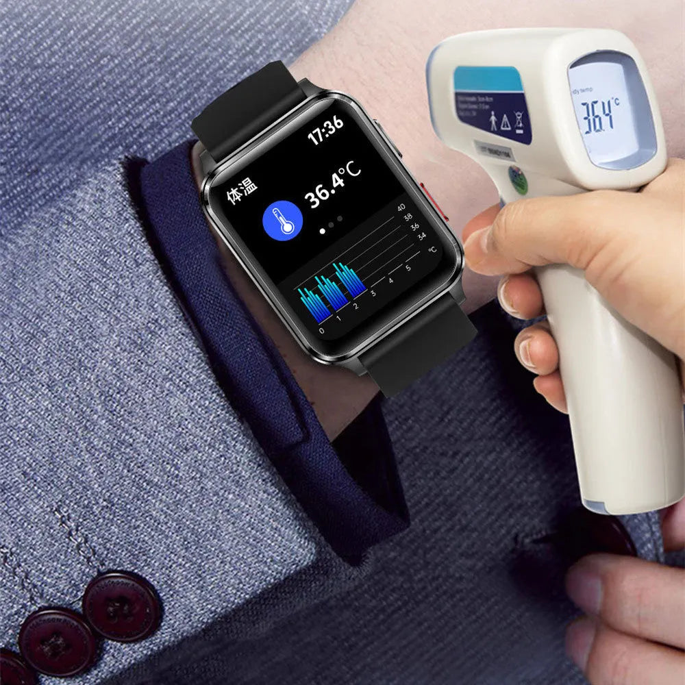 Multi-sport watch with heart rate monitoring on wrist showing 1.70-inch screen with fitness data display
