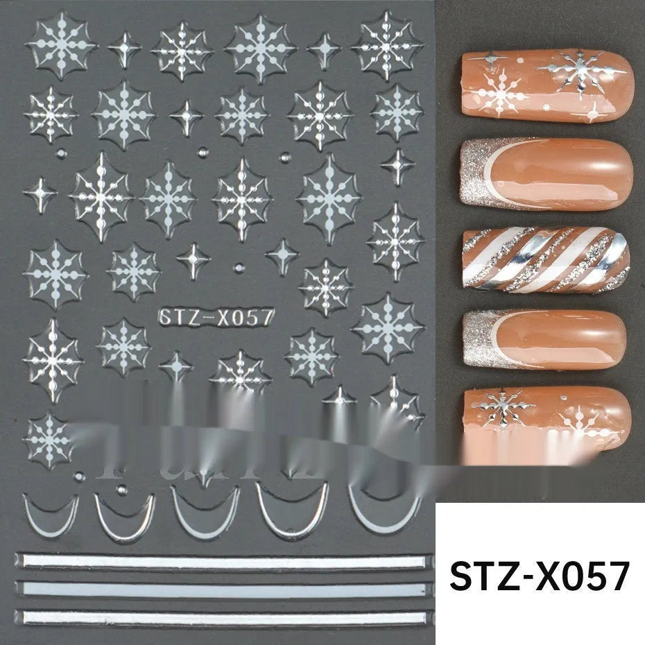 Black and silver strip cartoon nail art stickers on plastic patch