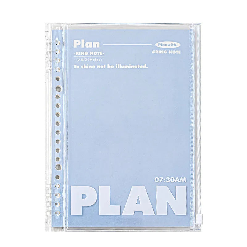 A5 PVC loose spiral notebook can store in blue or white colour with 148x210mm dimensions