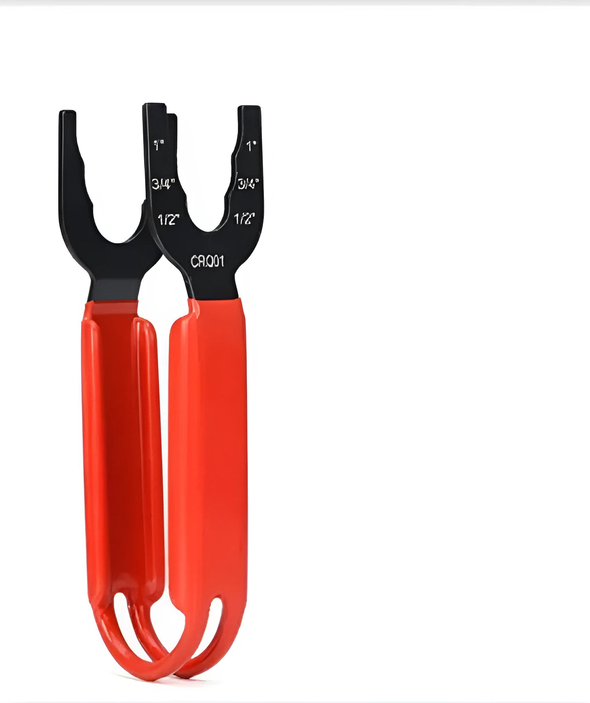 Orange handled carbon steel pipe wrench with adjustable jaws set to open position.