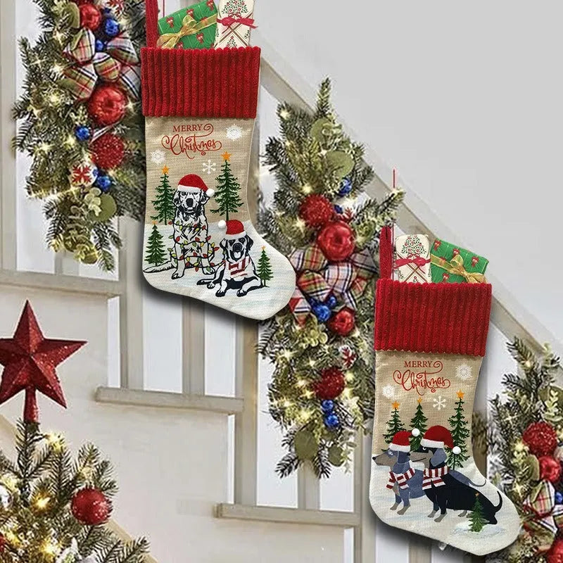 Cloth Christmas tree pendant gift bag in American style, 46cm long.
